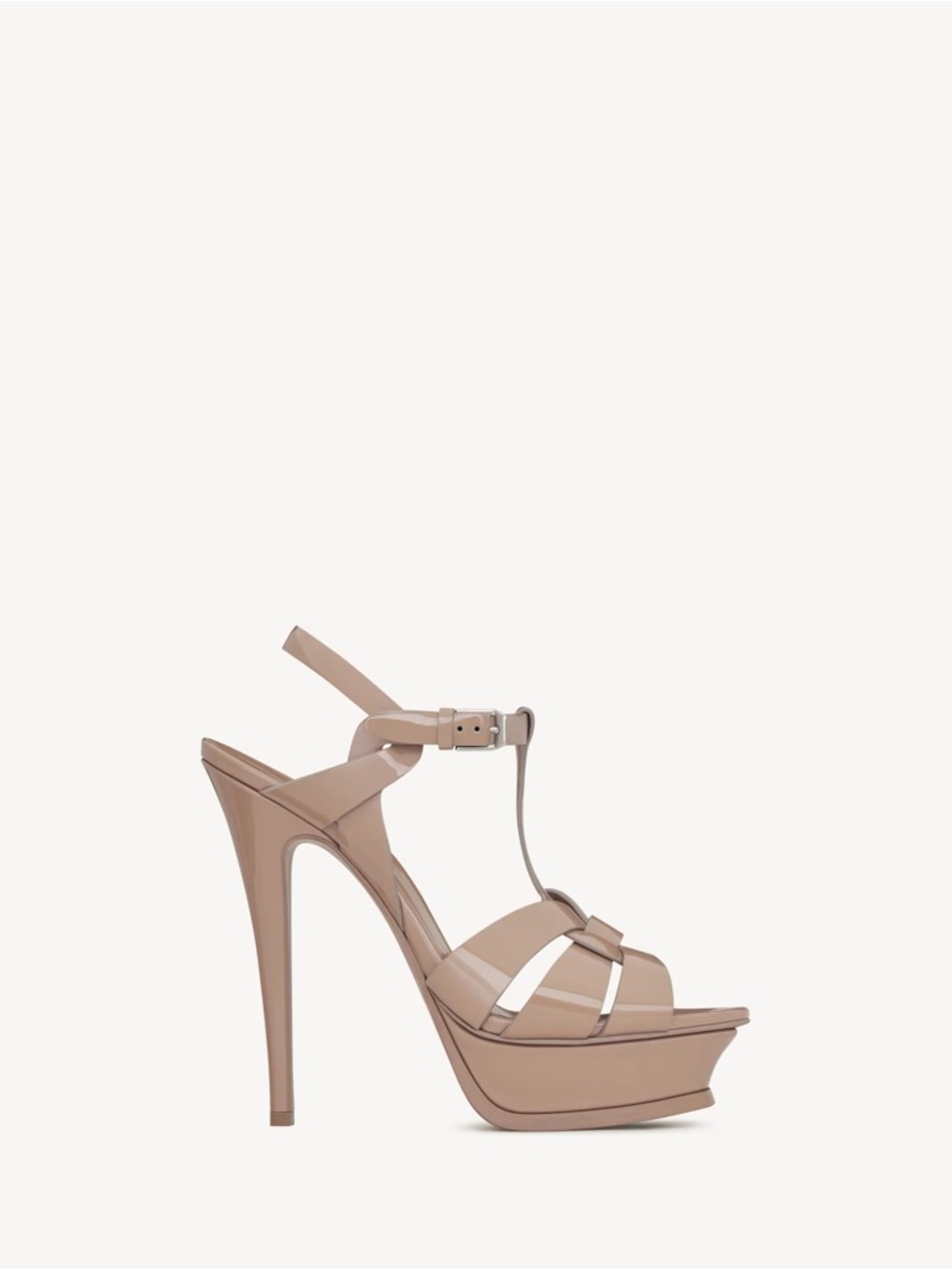 YSL TRIBUTE PLATFORM SANDALS IN PATENT LEATHER